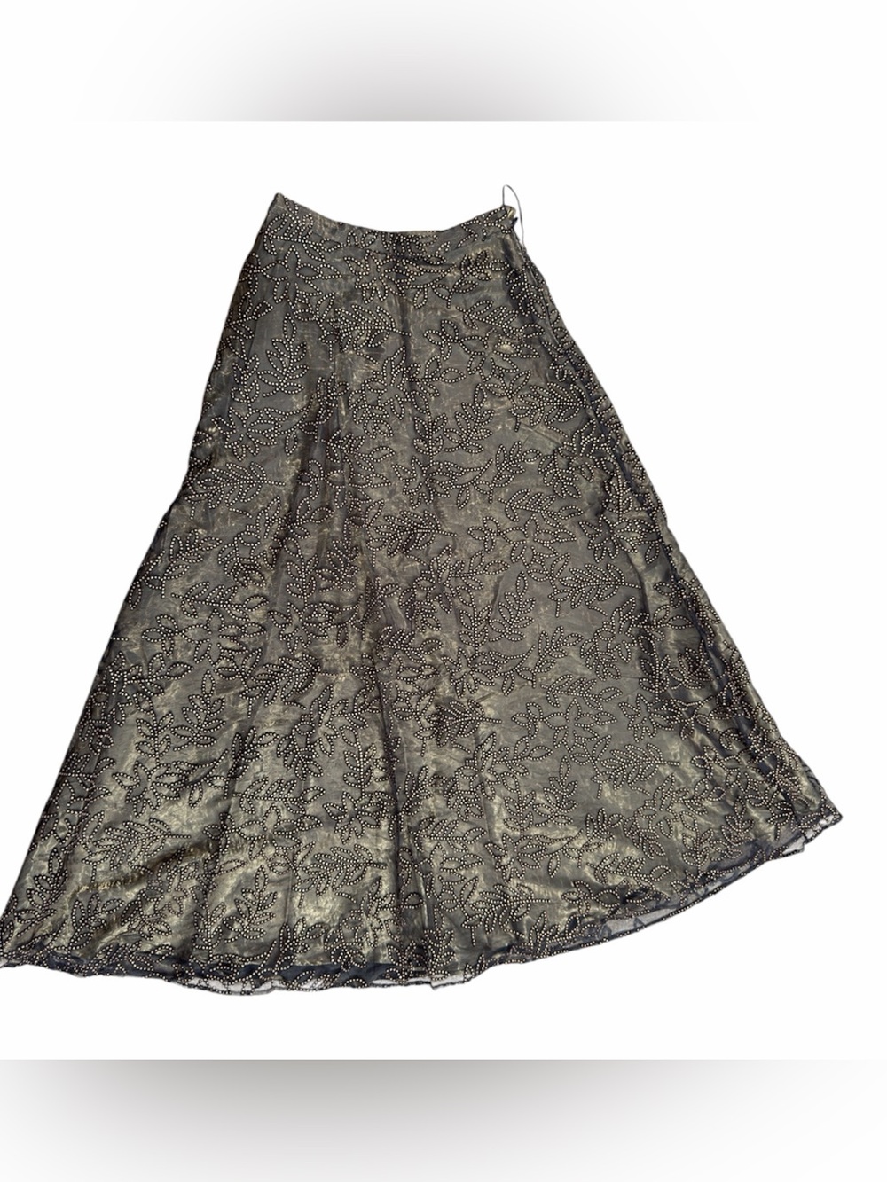 Sandra Darren Black Floral Beaded A-Line Skirt